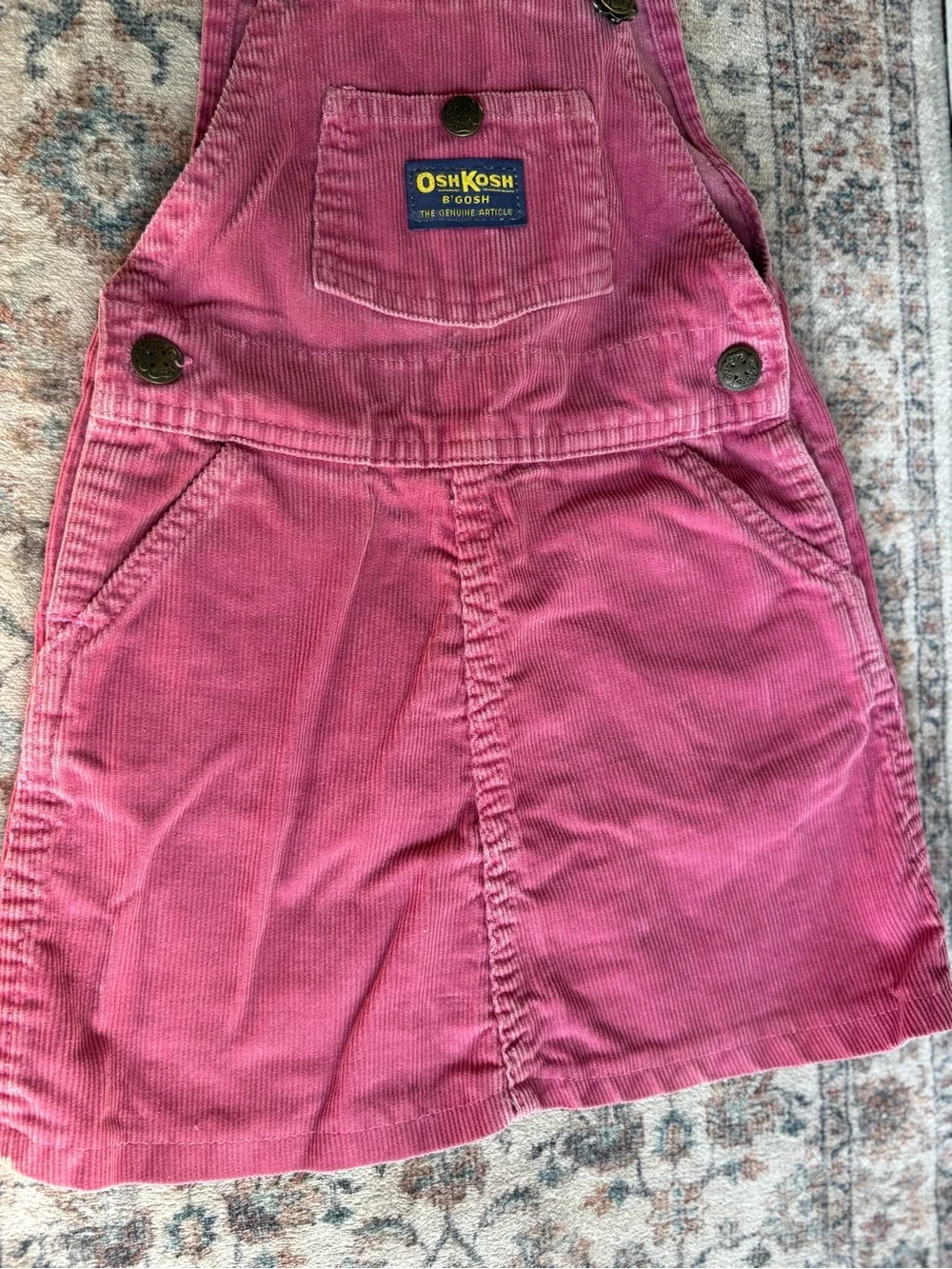 Vintage Girls Pink Corduroy Overall Dress Size 4T